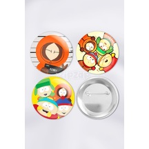 South Park Anime Animasyon Çanta Süsü Rozet İğneli Buton Rozet Seti 3 Adet Çok Renkli