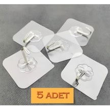 Süper Güçlü Yapışkanlı Suya Dayanıklı Şeffaf Askı 5li Set Yeniden Kullanılabilir Kancalar Beyaz Diğer