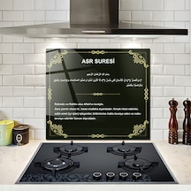 Decorita Cam Ocak Arkası Koruyucu|Asr Süresi-SiyahFon|52cm x 60cm