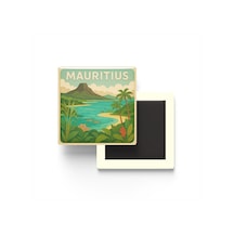 Mauritius - Mauritius - Paper Cut Art - Baskılı Buzdolap Magneti Kare - 9x9 Cm
