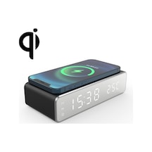 Rogfer W258 Saat / Sıcaklık Göstergeli Masaüstü Telefon / Kulaklık Kablosuz Şarj 5w Siyah