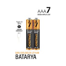 Exenar - Şarjlı İnce Pil Aaa Şarj Edilebilir Kumanda Pili 1.5v 800mwh Lityum-ion İnce Pil Aaa7 Type-c Şarjlı