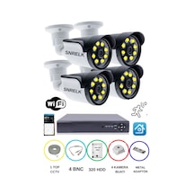 Snrelk Hama Güvenlik Kamerası 4'lü 5mp Lens Warm Ledli Gece Renkli Ahd 320 Gb Su Geçirmez