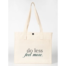 Do Less Feel More - Ön Cepli Lux Kanvas Çanta Bej