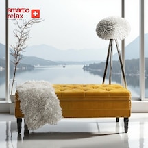 Smarto Relax Puf Saanen Sandıklı Ayaklı Kapitoneli Dekoratif 110x40x45 Cm Sarı Sarı