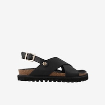 Terlik Kadın G106772 Genuins Melen Embossed Leather Black siyah