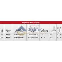 Gunes 4690-4691 Subap Takımı Megane 2,0 8v In 4 / Ex 4