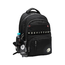 Bevitton Özel Su İtici Kumaş Unisex Siyah Okul Çantası 34400