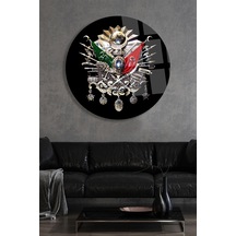 Osmanlı Tuğrası Yuvarlak Cam Tablo Modern Sanat Tablosu Solmayan Canlı Renkler Mutfak Ve Yemek Alanı Anlamlı Hediye Seçeneği