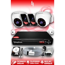 Bayicam 4 Kameralı Süper 2 İç Kamera Set 1 TB 5 MP 2K Net Gece Görüşlü Güvenlik Kamerası Sistemi