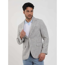 Dufy Saks Erkek Slim Fit Pitikare Desenli Sivri Yaka Casual Ceket - 104437-saks Saks Mavi