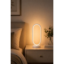 Zzez Beyaz Renk Gün Işığı Led Işıklı Modern Tasarım Led Masa Lambası - Abajur - Gece Lambası