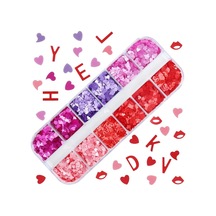 Parlak Tırnak Süsleme Folyo Pulları Kalpler Ve Harfler Nail Art