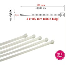 Yüksek Kalite 3X100 Mm Kablo Bağı Cırt - 100 Lük Paket