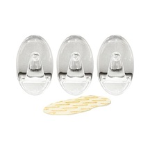 61318 3pc Transparent Removable Adhesive Hook, Black