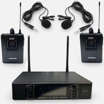 Rose Rw-211-yy Uhf Kablosuz Telsiz Çift Yaka Mikrofon 2x100 Kanal
