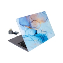 Apple Uyumlu MacBook Air 13.6 M2 M3 M4 M5 Kilif Mermer Desenli Ince Tpu Lazer Baskili Sert Kapak Hafif Korumali Açık Mavi