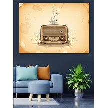 Ahşap Tablo Nostaljik Eski Tip Ahşap Radyo