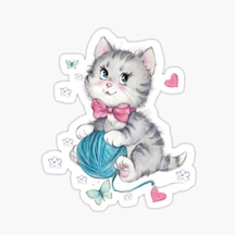 Ufak Bebek Kedi Araba Oto Sticker Etiket Renkli A2