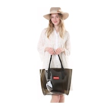 Estorebox Baghashtag Şeffaf Siyah Büyük Boy Beach Plaj Çantası Çok Renkli