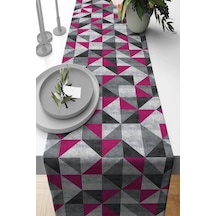 Fuşya Geometrik Desenli Premium Masa Örtüsü Runner Rnr384n11