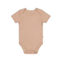 Civil Baby Düz Renkli Kısa Kol 3-9 Ay Çıtçıtlı Badi - Kahverengi 9-12 Ay Sütlü Kahve