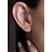 14 Ayar Altın Minimal Yonca Küpe 0,6 Mm Sarı Altın