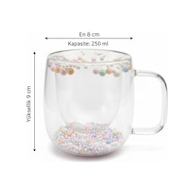 Renkli Boncuk Detaylı 250 Ml Isıya Dayanıklı Çift Cam Kupa Şık, Hafif Ve Yalıtımlı Tasarım Aeropress