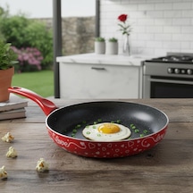 Lotus 26 Cm Sevgililer Günü Özel Seri Kırmızı Kırçıl Granit Efektli Yapışmaz Kızartma Tavası Belirtilmemiş