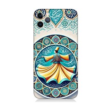 Apple iPhone 11 Pro Max Uyumlu Çini Motifli Semazen Figürü Desenli Silikon Kılıf Çok Renkli