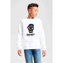 Tshirthane Call Of Duty4 Baskılı Unisex Çocuk Beyaz Sweatshirt Beyaz
