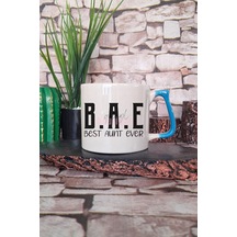 Best Aunt Ever Baskılı En İyi Hala Teyze Hediyelik Kulplu Kupa Bardak MAvi