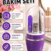 Mor Manikür Ve Tırnak Bakım Seti Cımbız, Makas, Törpü Ve Tırnak Makası