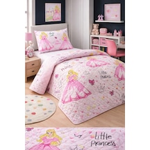 Kız Çocuk Genç Pike Yatak Örtüsü Takımı Prenses Desen Kapitone Pamuklu 4 Mevsim Çarşafsız 160x230 Pembe
