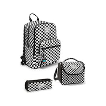 Coral High Siyah Beyaz Dama Desenli 3 Lü Okul Çanta Seti Set0123677 Çok Renkli