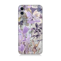 Apple Uyumlu iPhone 11 Uyumlu Mor Çiçekler Desenli Silikon Kılıf -