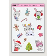 Sevimli Minik Fare Yılbaşı Yeni Yıl Temalı Sticker Seti - 13 Adet Etiket Çıkartma Diğer