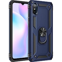 Newface Xiaomi Redmi 9a Kılıf Sofya Yüzüklü Silikon Kapak - Lacivert