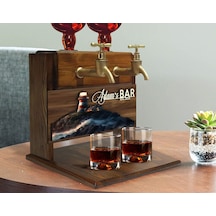 Bk Gift Kişiye Özel Kabartma İsimli Ve Tarihli Çift Musluklu Doğal Ahşap İçki Standı-32, İçki Standı, Doğum Günü Hediyesi, Ev Hediyesi Bitmeyen136402