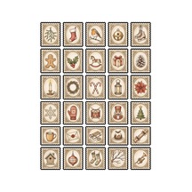 30 Adet Nostaljik Yılbaşı Pulu Sticker Seti - Ajanda Scrapbook Laptop İçin Çok Renkli