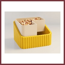 Storeşahin 3d Baskı Fıstık Kasesi - Çift Hazneli Kabuk Ayırıcı Sunum Kasesi - Sarı Bej Shn0720