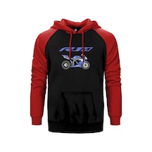 Yamha R1 M Blue Kırmızı Renk Reglan Kol Kapşonlu Sweatshirt Kırmızı