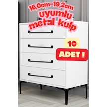 10 Adet Radius Siyah Metal Mobilya Kulpu 160 Mm 16,0 Cm Uyumlu Modern Mutfak Dolabı Çekmece Kulbu Siyah Siyah