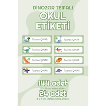 Dinozor Temalı Isimli Okul Etiketi Defter Kitap Kalem Sticker Set