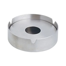 Büyük Boy Kapaklı Paslanmaz Çelik Kül Tablası Krom Skoçlu Küllük 10 Cm 1 Adet Metal Gri Yuvarlak