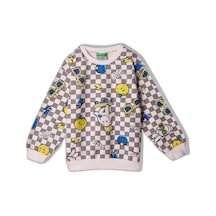 About Blank United Colors Of Benetton Erkek Çocuk Beyaz Tamamı Baskılı Logo Etiketli Bisiklet Yaka Sweatshirt Acı Kahverengi