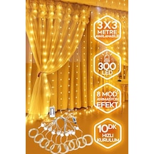 Kumandalı Peri Tel Led Aydınlatma 300 Ledli Perde Işık 10 Saçaklı 3x3 Metre Dekoratif Duvar Işığı Parti Ve Yılbaşı Süsü Usb Kablolu