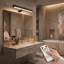 Şarjlı Duvar Tipi Led Aplik 32 Cm, 3 Renk Işık Ayarlı 6400k/4000k/3200k , Cata Şahin Modern Siyah Kasa, Kablosuz Manyetik Tablo, Ayna, Yatak Başı Ve Koridor Aydınlatması, 1.5w 5v Dc Diğer