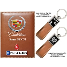Plakanıza Özel Cadillac Logolu Taba Ruhsat Kabı Ve Anahtarlık