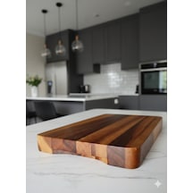 Limon Dekor Premium Akasya Masif Ahşap Kesme Ve Sunum Tahtası 39x22 Cm - 34 Mm Kalınlık Koyu Kahverengi